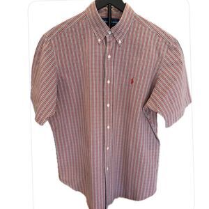 Ralph Lauren Classic Fit Red Check Short Sleeve Button Down Shirt L
